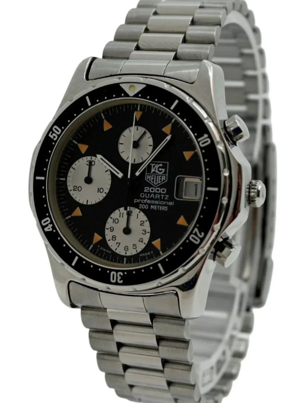 Tag Heuer 37mm Men's 2000 Series Chronograph Black Dial Watch! Ref: 273.206/1!
